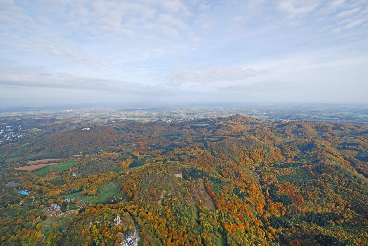 siebengebirge, aerial view, dragon rock, bird's eye view, nature, forest